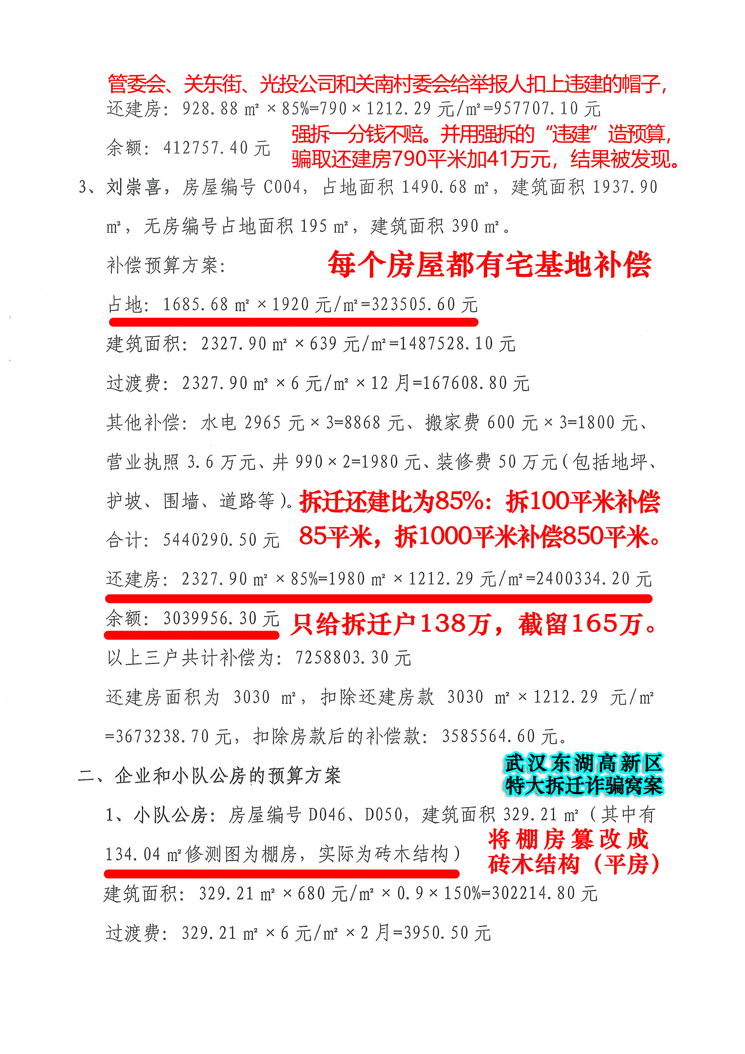 关南村房屋拆迁历史遗留问题包干补偿预算(二)