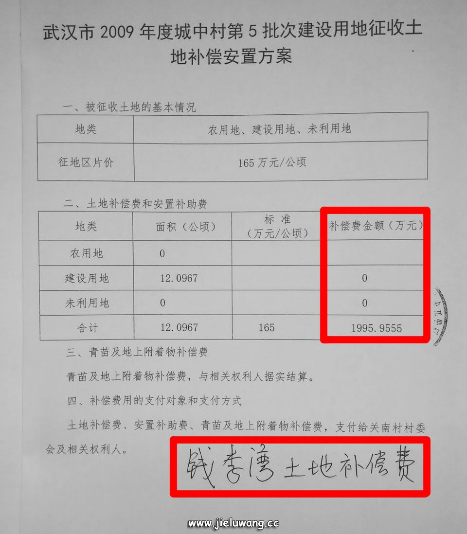 钱李湾土地补偿费1995.9555万元，至今未分给钱李湾村民。